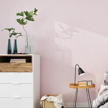 Современный однотонный рулон белых, бежевых, розовых нетканых обоев для спальни, гостиной, фоновой стены, самоклеящаяся алюминиевая пленка