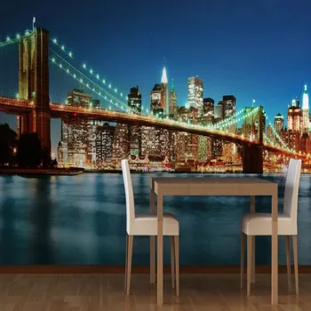 Знаменитая архитектура Нью-Йорка Мост Фотообои 3D Ресторан Бар Кофейня Промышленный Декор Фрески Обои 3D