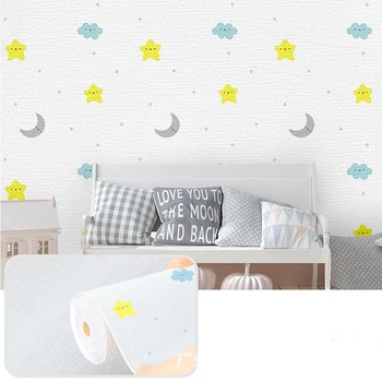 3D Наклейка со звездами и Луной для декора стен детской спальни, Виниловые обои для спальни, фон для дивана в гостиной