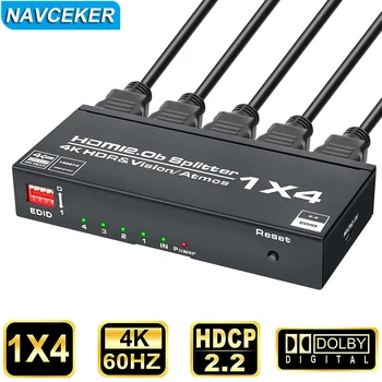 Navceker 1x2 Переключатель-разветвитель HDMI-совместимый 4k 60Hz 1 вход 2 выхода 4 выхода для двух мониторов 1080P 3D 1x4 HDMI-разветвитель для PS4 pro