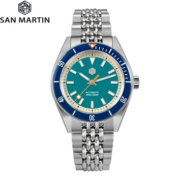 San Martin 39,5 мм Diver Watch NH35 Автоматические механические часы Модные роскошные сапфировые водонепроницаемые 200 м наручные часы SN0115 Relo