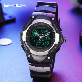 SANDA Watch для мужчин, военные цифровые кварцевые наручные часы с двойным дисплеем, Водонепроницаемые мужские часы, Спортивные мужские часы Relogio Masculino