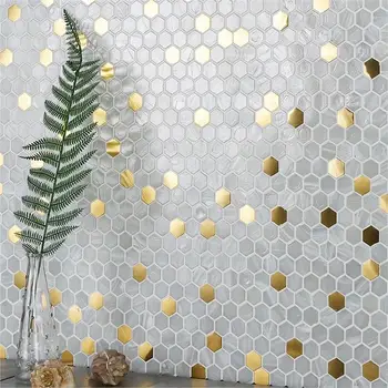 Фошань завод мозаика нерегулярные соты матовая металлическая плитка линейное белое жемчужное стекло