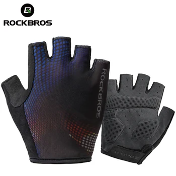 ROCKBROS Велосипедные перчатки на полпальца SBR Pad Амортизация Дышащие Фитнес Мужские женские спортивные перчатки Аксессуары для Велосипеда