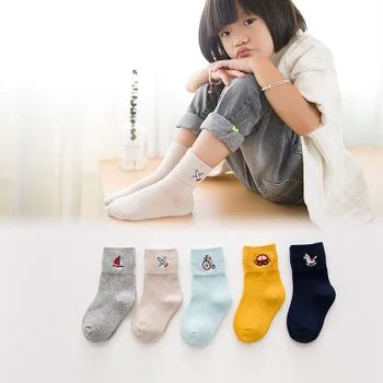 5 пар Осенне-зимних Новых стильных хлопчатобумажных утолщенных детских носков, носочков-трубочек, детских носков для мальчиков и девочек