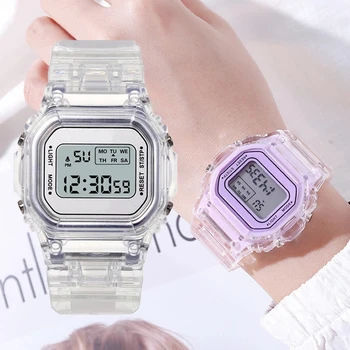 Новые Модные Прозрачные Цифровые Часы Квадратные Женские Часы Спортивные Электронные Наручные Часы Reloj Mujer Clock Dropshipping