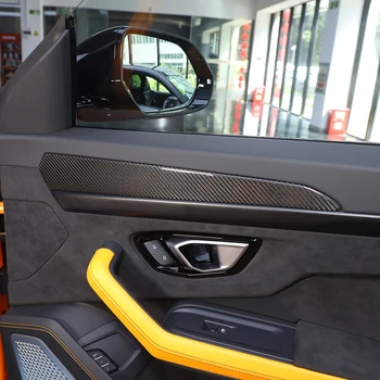 Для Lamborghini URUS 2018-2021, декоративная панель для внутренней двери автомобиля, отделка из настоящего углеродного волокна, аксессуары для интерьера
