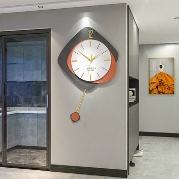Часы настенные часы для гостиной, простое современное украшение для дома, креативные сетчатые красные настенные часы, европейские легкие роскошные часы