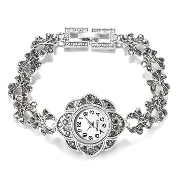 Роскошные наручные часы Kinel из Тибетского Серебра, Турецкий браслет со стразами Для женщин, Винтажные Свадебные украшения 2021, Новинка