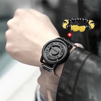 Концепция DOM Trend, Новые мужские часы с креативной прокруткой, магнитная сила, модные часы для мужчин, водонепроницаемые, M-1345
