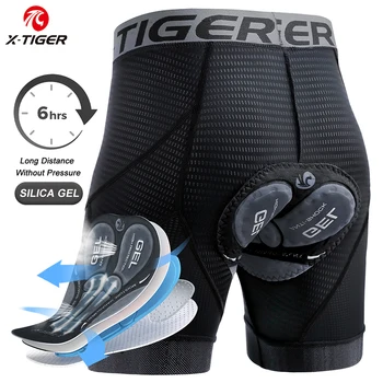 Мужское нижнее белье для велоспорта X-TIGER, шорты для велоспорта с подкладкой 5D, спортивные шорты для верховой езды, шорты с подкладкой MTB, с противоскользящими захватами для ног