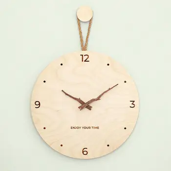 Скандинавские Креативные Современные Деревянные Веревочные часы для гостиной Украшение дома Бесшумный настольный указатель Модные Простые японские часы