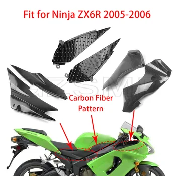 Мотоциклетная Подушка сиденья с рисунком из Углеродного Волокна, Боковая панель Бензобака, Крышка Воздуховода, Подходит для KAWASAKI Ninja ZX6R 2005-2006