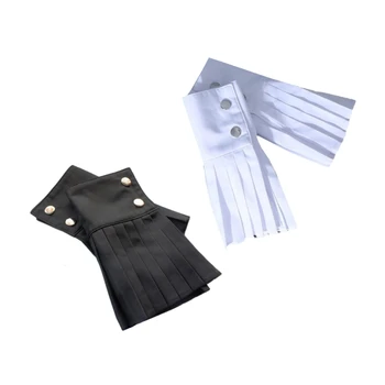 Белые/черные манжеты на запястьях для девочек MXMB, Декоративные рукава, Плиссированные накладные манжеты, Юбочные декоры