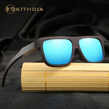 KITHDIA Поляризованные Бамбуковые Солнцезащитные очки Мужские Деревянные Солнцезащитные очки Брендовые Дизайнерские Зеркальные Солнцезащитные Очки Oculos de sol masculino #