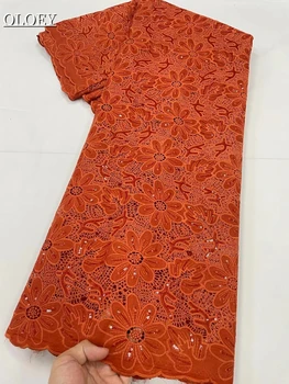 Высококачественная Элегантная французская сетчатая 3D кружевная ткань с африканской вышивкой в нигерийском стиле, ткань с пайетками для свадебного платья