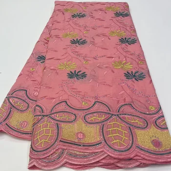 Розовая Хлопчатобумажная Кружевная Ткань Dubai Fabric 2022 Высококачественное Вуалевое Кружево Из Швейцарии Африканская Кружевная Ткань Для Вечернего Платья WP126-1