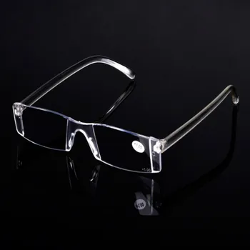МУЖСКИЕ очки для дальнозоркости, Очки с диоптриями, Очки для чтения без оправы, прозрачные женские пластиковые очки для дальнозоркости