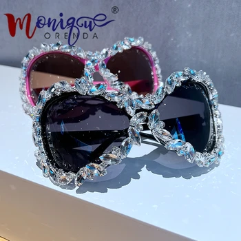 Diamond Y2k Негабаритные Солнцезащитные очки в стиле Панк, женские Солнцезащитные Очки 2023, Выпученные Очки Для мужчин, Роскошные Брендовые Дизайнерские Очки lentes de sol mujer
