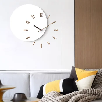 Необычные Художественные Настенные часы Цифровая Спальня Промышленный Минималистичный Декор Настенные часы Nordic Silent White Relogio De Parede Room Decor