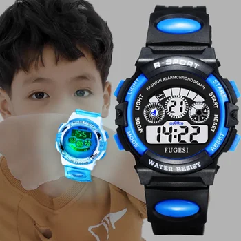 Детские электронные часы Со светящимся цифровым циферблатом, водонепроницаемые светящиеся будильники, часы для мальчиков и девочек, Детские студенческие часы