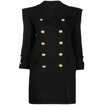 Модное зимнее двубортное шерстяное пальто ol, женская красивая тонкая верхняя одежда из смесовой шерсти средней длины
