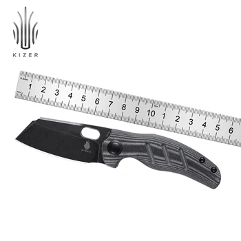 Нож для Выживания Kizer V3488C6 C01C Mini 2022 Новый Черный 154 см Лезвие и ручка из Микарты с Отверстием для большого пальца, Открывающийся EDC Нож