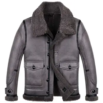Мужская летная куртка из овчины B3, теплое пальто для сильной холодной погоды, мужская короткая куртка из овчины