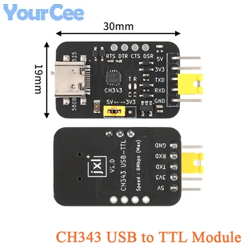 Модуль преобразования платы последовательного порта USB Type-C CH343 в TTL Модуль Высокоскоростной связи 6 Мбит/с Однокристальный загрузчик