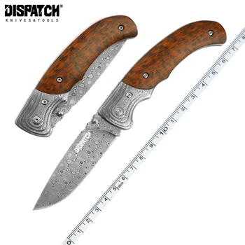 Складной Нож с Дамасским Лезвием, Карманные Ножи для выживания с деревянной ручкой, Ручные инструменты для Кемпинга на открытом воздухе EDC