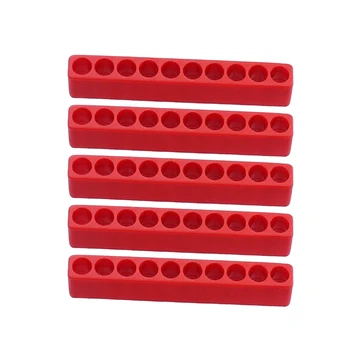 Органайзер для шестигранных долот с 10 отверстиями, Пластиковый держатель для отверток, сверлильная головка, ящик для хранения бит с шестигранным хвостовиком 6,35 мм, Черный, красный