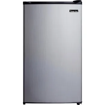 Холодильник Magic Chef объемом 3,5 кубических фута с морозильной камерой во всю ширину и дверцей из нержавеющей стали