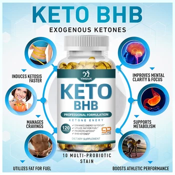 BHB Кетогенная капсула для похудения, Яблочная кислота, продукт для сжигания жира на животе, для похудения и укрепления мышц, Кето-диета