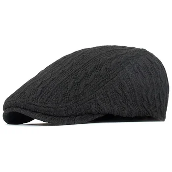 Новая мужская осенне-зимняя шапка-берет с пряжкой для мужчин и женщин, однотонная шерстяная теплая вязаная шапка для отдыха