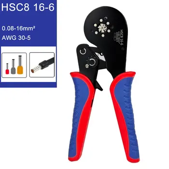 HSC8 16-6 0,08-16мм2 30-5AWG Трубчатые инструменты для обжима клемм мини-плоскогубцы для обжима клемм большого размера набор электрических зажимов
