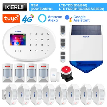 KERUI W204 4G Домашняя сигнализация, WIFI GSM Сигнализация, Интеллектуальная система безопасности Tuya, Датчик движения домашних животных, Дверной датчик, Сирена