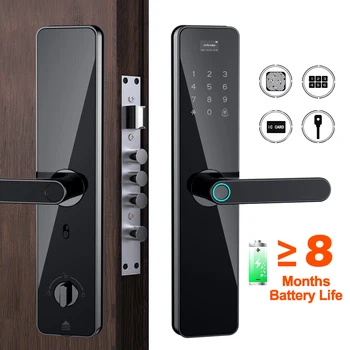 Дверной замок с отпечатками пальцев Smart WIFI Password/IC Card Дверной замок с дистанционным управлением Цифровой электронный замок Большого размера