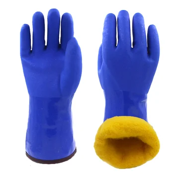 Мужские рабочие тепловые перчатки при Температуре -20 Градусов, зимняя защита, ПВХ, водонепроницаемые, нескользящие, маслостойкие, износостойкие, для рыбалки в холодильнике