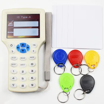 Английский 10 Частотный RFID Копировальный аппарат ID IC Reader Writer Copy M1 13,56 МГц Зашифрованный Дубликатор Программатор USB NFC UID Tag Ключ-карта