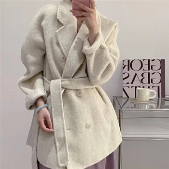 2023 Новое зимнее и осеннее уличное модное женское пальто из холодной шерсти, современная верхняя одежда, дизайнерские минималистичные куртки для женщин