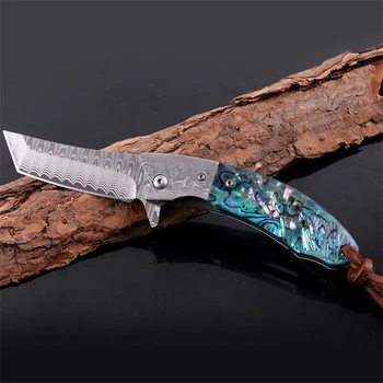 Многофункциональный складной нож VG10 Damascus с цветной ручкой для фруктов и суши, высококачественные Ножи, предметы коллекционирования, маленькая бритва