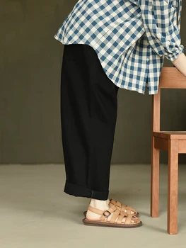 эластичный пояс 63-100 см/Сезон: весна-лето, женские повседневные свободные универсальные хлопковые брюки в японском стиле, прямые брюки