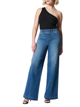 Женские Модные Джинсы с широкими штанинами, однотонные джинсовые брюки-стрейч, Весенне-летние Повседневные Свободные брюки, Уличная одежда