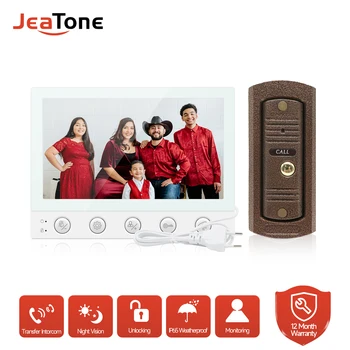 Домашний видеодомофон JEATONE, 7-дюймовый дверной звонок с камерой 1200TVL, разговором с монитором, разблокировкой, водонепроницаемостью и ночным видением