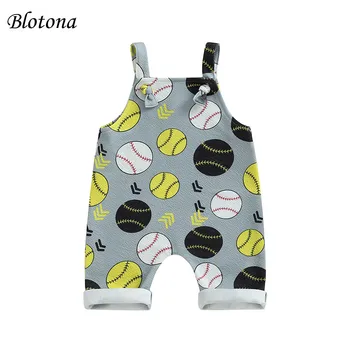 Blotona/ Комбинезон для новорожденных мальчиков и девочек, слинг-комбинезоны без рукавов с бейсбольным принтом, Летние повседневные боди от 0 до 3 лет