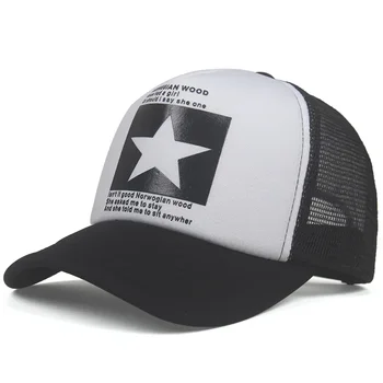 мужская бейсбольная кепка с сеткой, повседневная бейсбольная кепка с принтом в виде звезды, бейсбольная кепка с надписью, черная кепка