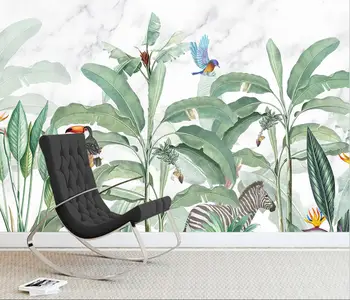 Изготовленное на Заказ тропическое растение лес Фото 3D Настенные обои Украшение гостиной Диван мраморные Обои Домашний Декор Настенное покрытие