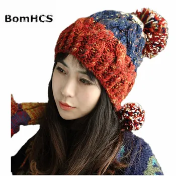 BomHCS, Зимняя толстая теплая Мешковатая Грубая Муфта для ушей, Вязаная Плетеная шапочка-бини