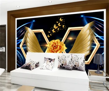 Современная мода абстрактные крылья телевизор диван фоновые обои домашняя фотообоя на заказ гостиничная оснастка обои фреска papel parede