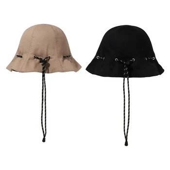 Женская однотонная рыбацкая шляпа с завязками, Прямая складная сумка для хранения, шляпа через плечо, Японская солнцезащитная шляпа